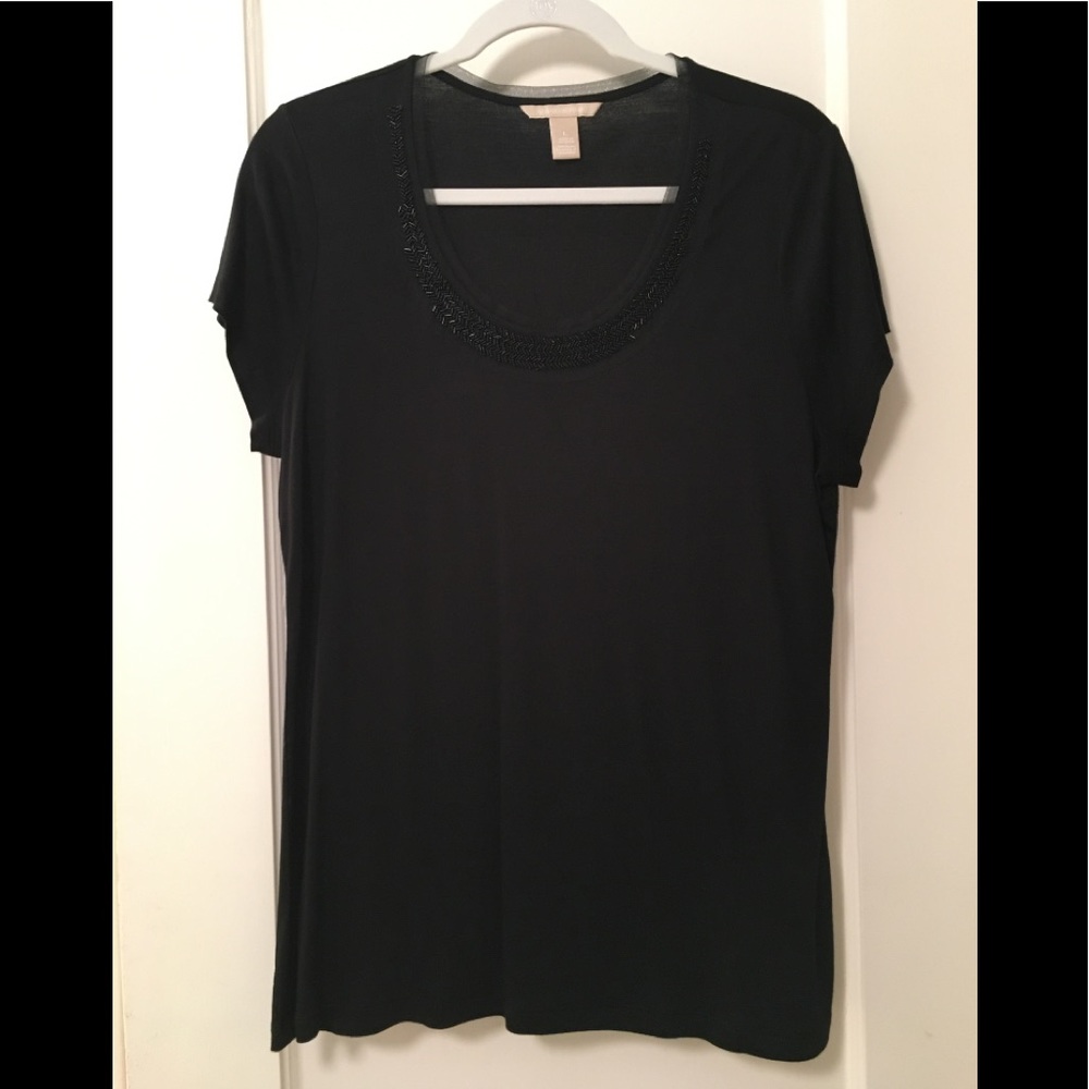 Beaded scoop neck tee